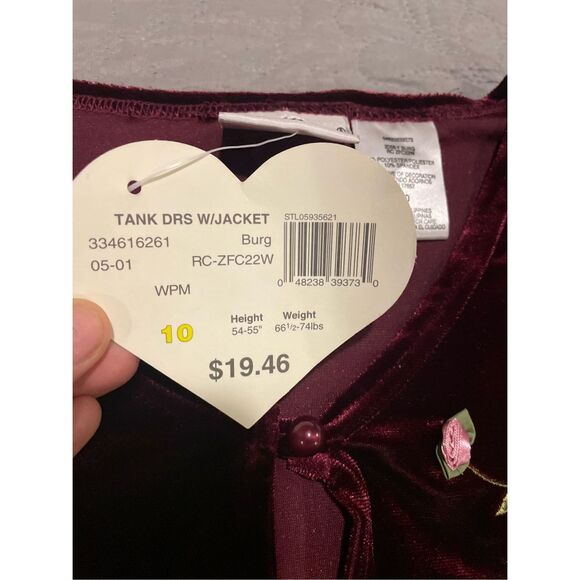 Rose Cottage Girls Size 10 Velour Burgundy Jacket New - Picture 2 of 4